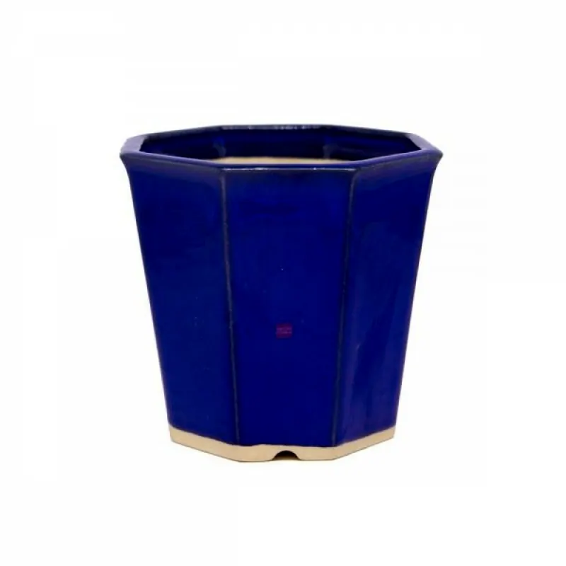 Vaso Mizuno azul oitavado, foto da loja Nipon Bonsai